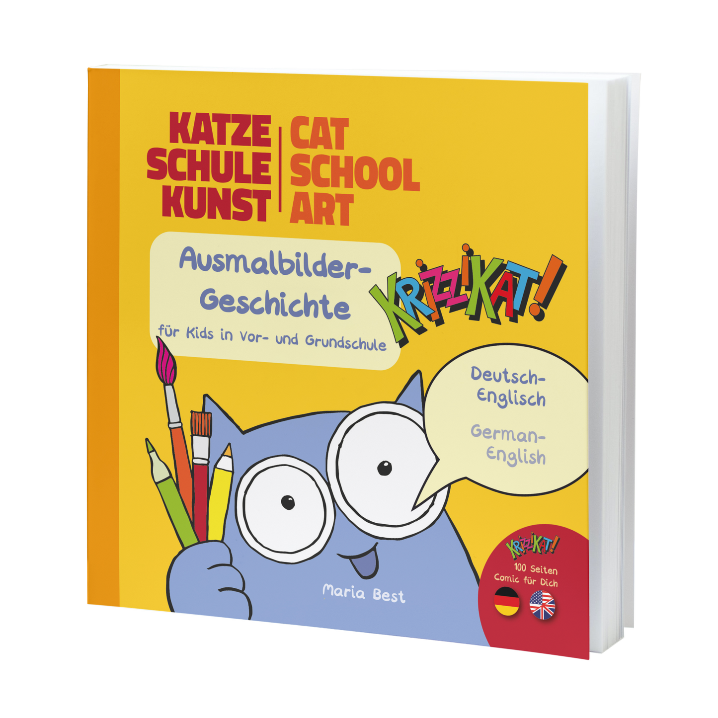 Krizzikat! Katze Schule Kunst - Cat School Art - Comic in deutsch-englisch