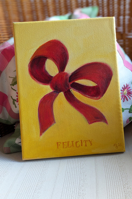 00 "Rote Schleife Felicity" - Acrylmalerei auf Leinwand