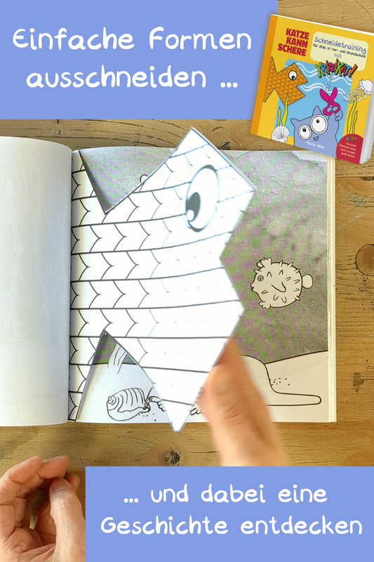 10 "Katze kann Schere" – Schneiden lernen mit Krizzikat unter Wasser + verrückten Fischen - Kinder von 4-6