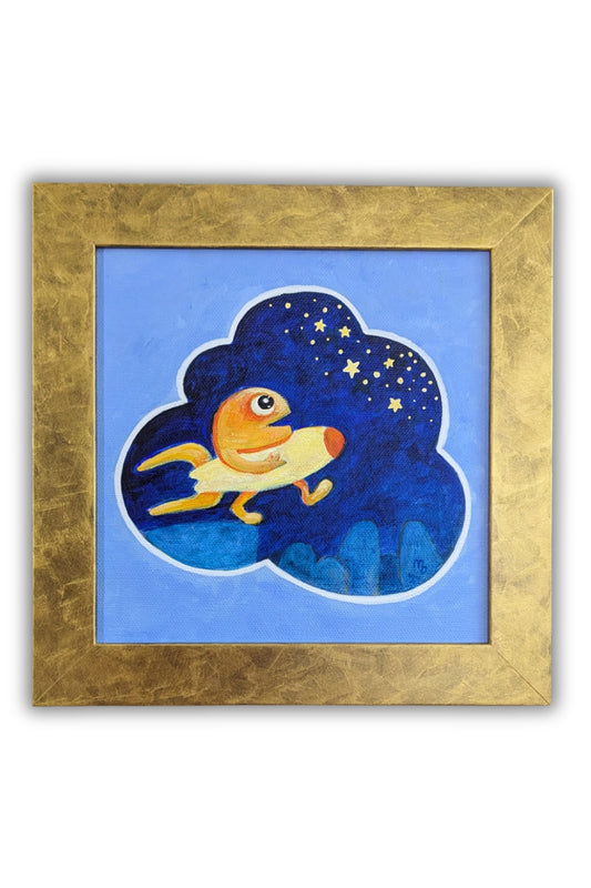 01 "Kleiner Sternsucher" - Acrylmalerei auf Leinwand, mit Rahmen