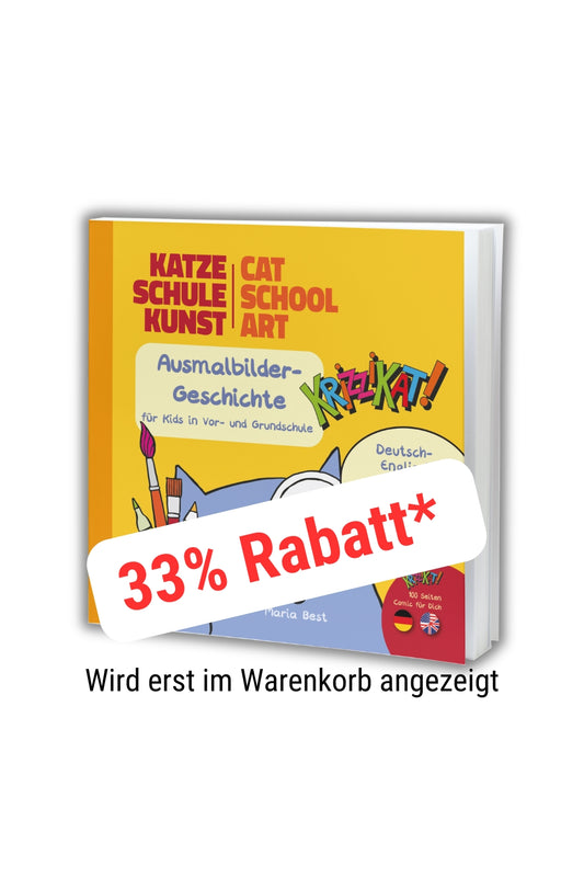 08 "Katze Schule Kunst" - Krizzikat Comic in deutsch-englisch - der witzige Einstieg in das Fach Kunst zum Schulstart (6-8)